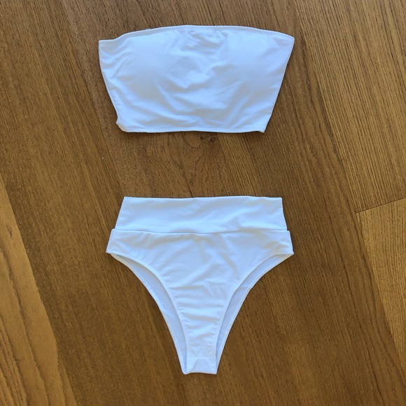 Brand New Sexy White Crop Top High Waist Bikini - Picture 2 of 5